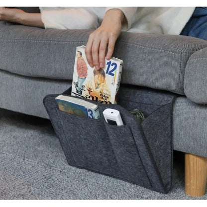 Multi-Pocket Felt Hanging Storage Bag Organizer for CDs, Magazines, Stationery & Phones – Dorm, Bed, Sofa or Car Use