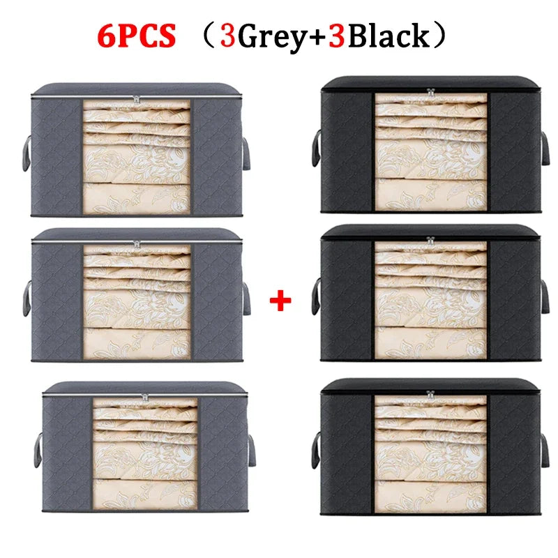 Large Capacity Clothes Storage Bag Foldable Dustproof Blanket Cotton Quilt Storage Containers for Organizing Bedroom Closet Bag