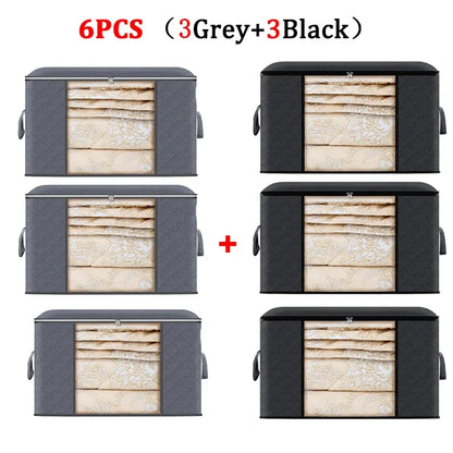 Large Capacity Clothes Storage Bag Foldable Dustproof Blanket Cotton Quilt Storage Containers for Organizing Bedroom Closet Bag