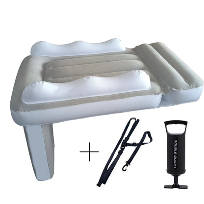 Infant Inflatable Mattress Kids Car Rear Car Mat Foldable Airplane Mattress Outdoor Travel Thickened Flocking Air Mattress