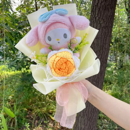 Kawaii Hello Kitty Cat Dolls With Artificial Flowers Creative Bouquet Christmas Valentine Birthday Graduation Gifts