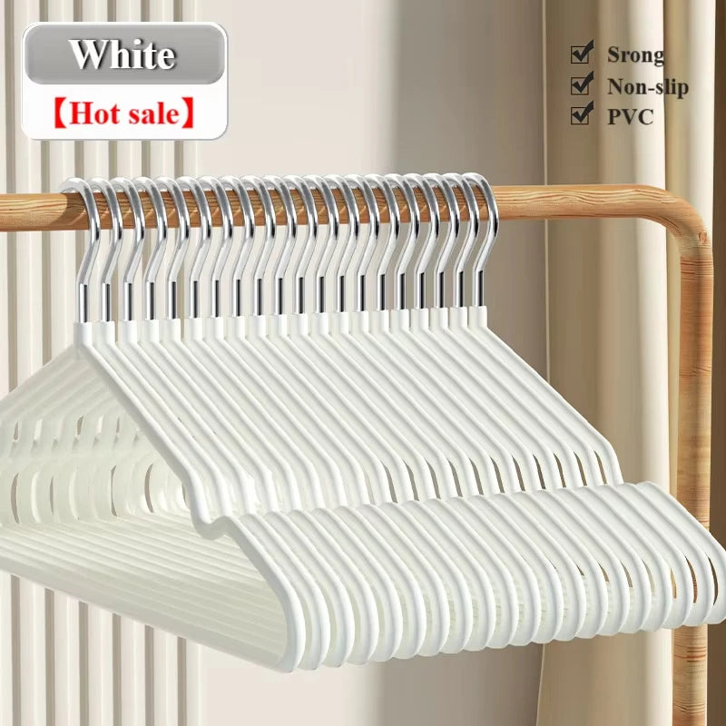 10pcs- Metal Traceless No-slip Clothes Hangers, Durable Strong Clothes Racks, Household Space Saver For Organization Of Bedroom,