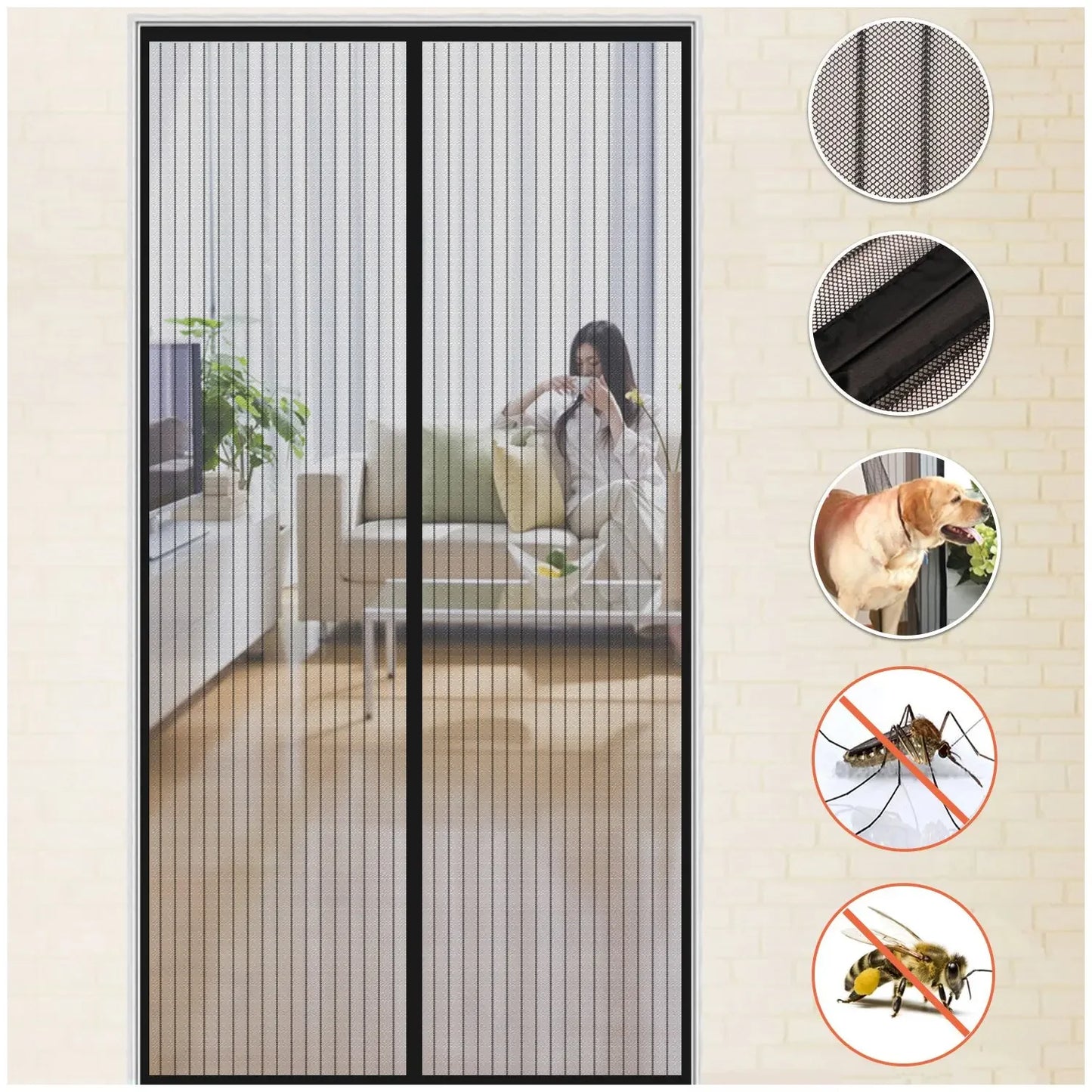 Magnetic Mosquito Net Curtain, Anti-Fly Auto Close Screen for Doors & Windows, Ventilation Mesh, No Drill Easy Install