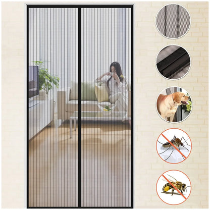 Magnetic Mosquito Net Curtain, Anti-Fly Auto Close Screen for Doors & Windows, Ventilation Mesh, No Drill Easy Install