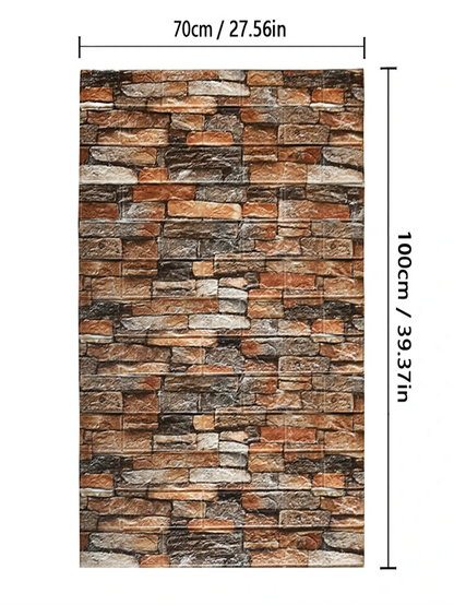 70cm*1M 3D Brick Pattern Wall Panels Wallpaper DIY Waterproof for Living Room Bedroom Kitchen Background Wall Decoration