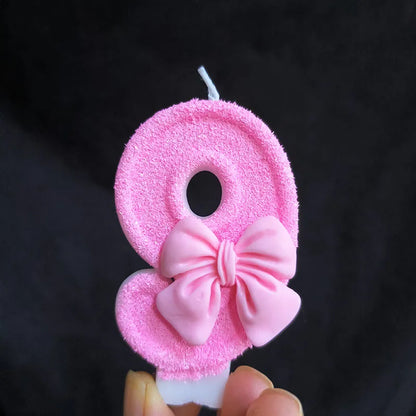 Creative Digital 0-9 Number Birthday Cake Candles New Girls Pink Bow Household Home Decor Ornaments Cakes Decorations Candle