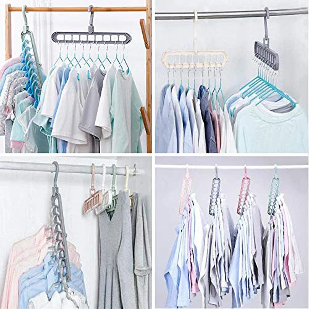 9-hole Clothes hanger organizer Space Saving Hanger multi-function folding magic hangers drying Racks Scarf clothes Storage
