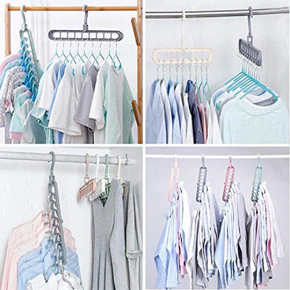 9-hole Clothes hanger organizer Space Saving Hanger multi-function folding magic hangers drying Racks Scarf clothes Storage
