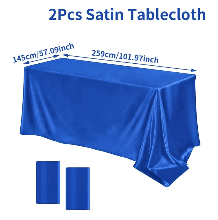 Rectangle Tablecloth Satin Table Cloth Bright Smooth White Pink Solid Color Table Cover Wedding Party Supplies Table Decors