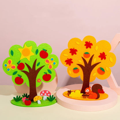DIY Handmade Four Seasons Tree Crafts Toys Non-woven Material Paste Game Kindergarten Teaching Aids Home Decor Kids Puzzle Toys