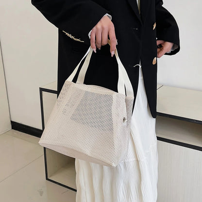 Large Capacity Travel Mesh Bag with Handle Portable Cosmetic Zipper Pouch Makeup Toiletry Beach Bag - New Design