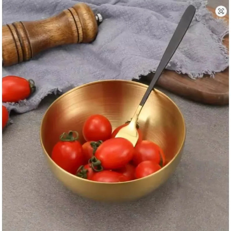 Stainless Steel Gold And Silver Salad Bowl Rice Noodles Lamian Noodles Bowl Kitchen Tableware Food Container