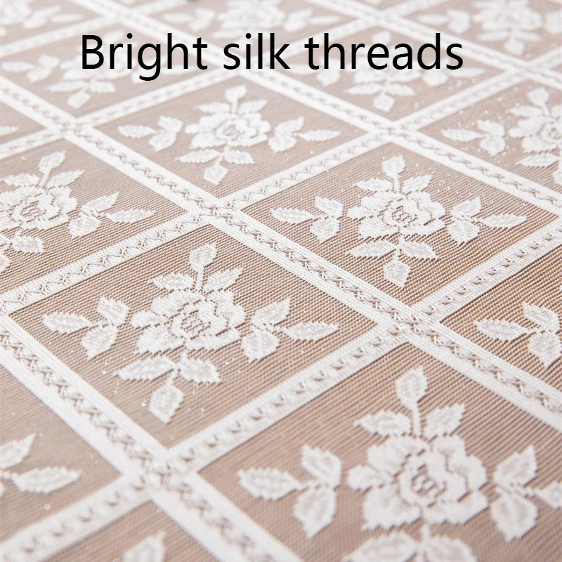 1pcs Rectangular Cut-Out Tablecloth With Bright Silk Thread, European Embroidered Floral Wedding Outdoor Picnic Cloth Decoration