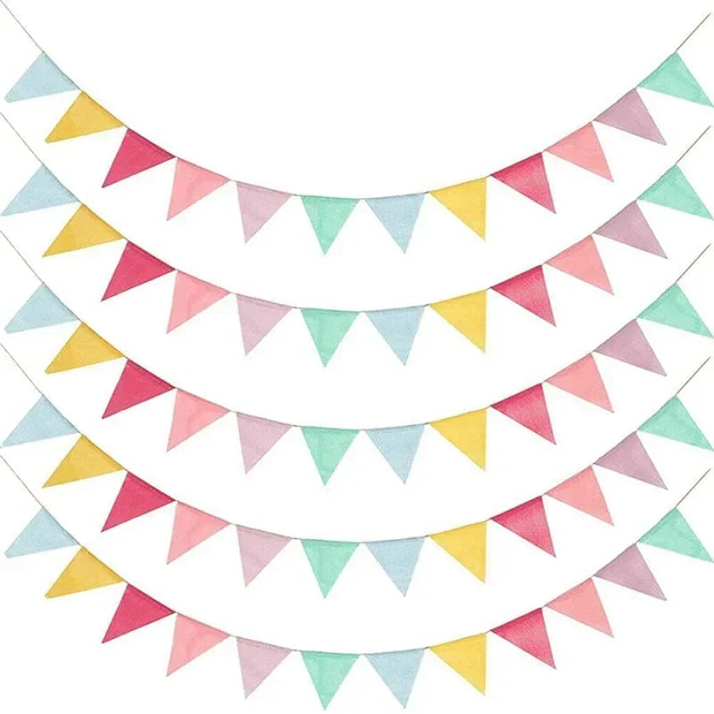 Colourful Jute Linen Pennant Flags Festival Bunting Banners Party Hanging Wedding Hanging Banner Party Garland for Home Decor