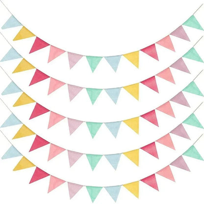 Colourful Jute Linen Pennant Flags Festival Bunting Banners Party Hanging Wedding Hanging Banner Party Garland for Home Decor