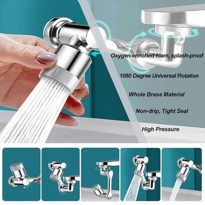1080°Swivel Faucet Extender Sink Water Faucet Aerator Extension in Plastics, Swivel Robotic Arm Bathroom Faucet Extender Kitchen
