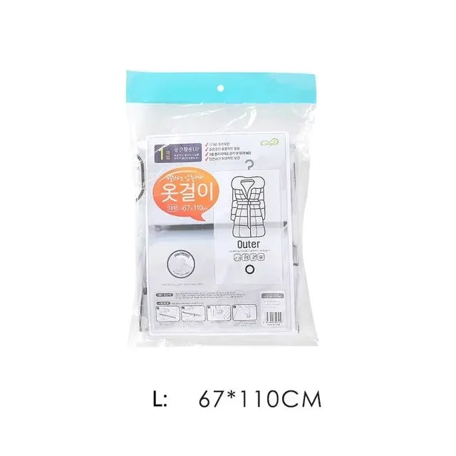 Hangable Transparent Vacuum Storage Bags Compressed Wardrobe Storage Organizer Bag For Clothing Coat Down Jackets Dust Cover