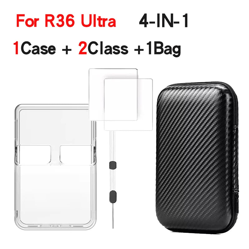 TOFON Transparent protective case For R36 Ultra game console storage bag EVA shell resistant  scratch resistant screen film