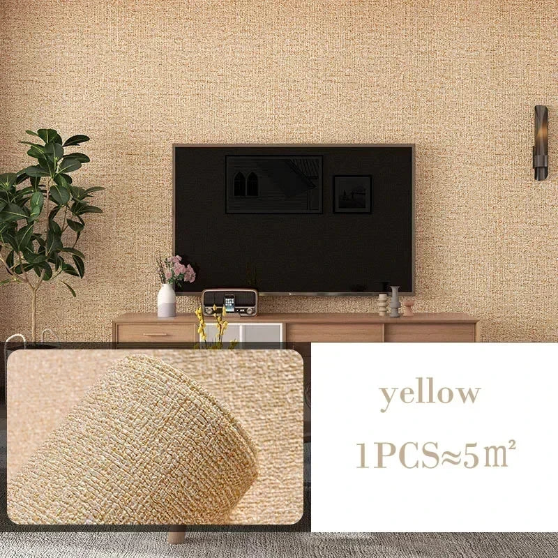 10m 3D Thicken self-adhesive wallpaper linen plain Diatom Mud wall stickers color decor renovation anti-collision Home Decor