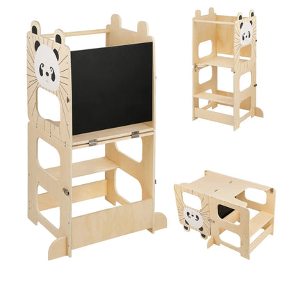 Learning Tower For Children, Montessori Learning Tower With Blackboard, Learning Tower From 1 Year For Kitchen Table Bathroom