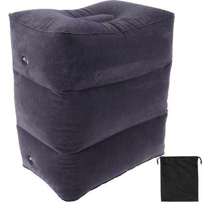 Inflatable Footrest Pillow PVC Flight Sleeping Footrest Rest Pillow 3 Layer Height Adjustable Car Bus Travel Foot Rest Pillow