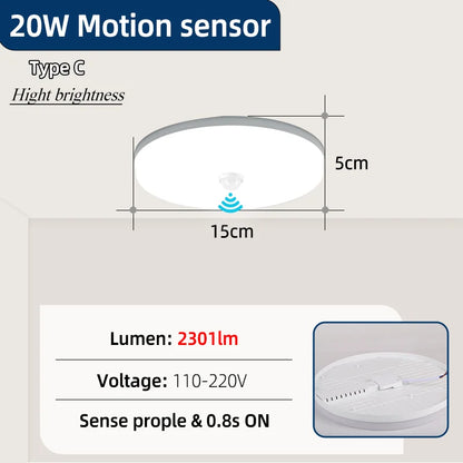 Led Ceiling Lamp With Motion Sensor 40W 30W 20W 18W 15W 12W Led Ceiling Light Fixtures For Entrance Balcony Corridor 110V 220V