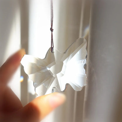 Crystal Butterfly Prism Pendant Light Sun Catcher Rainbow Captor Christmas Tree Decoration Hanging Sunshade Lighting Decor