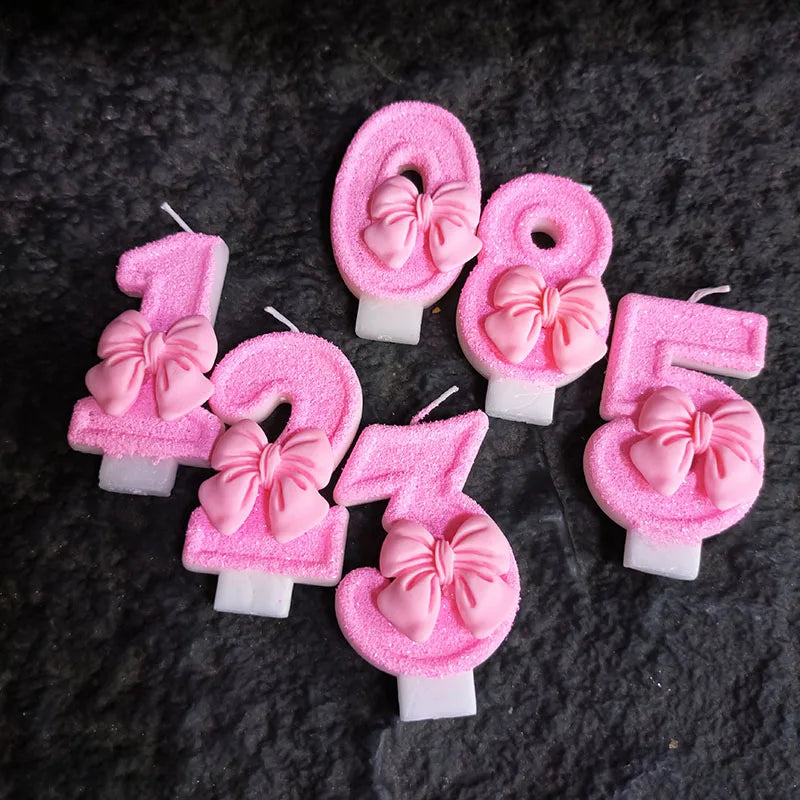 Creative Digital 0-9 Number Birthday Cake Candles New Girls Pink Bow Household Home Decor Ornaments Cakes Decorations Candle