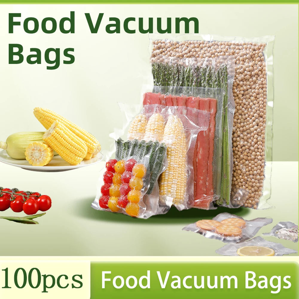 100pcs/lot Vacuum Packaging Bags Empty Food Vacuum Bags BPA-Free Vacuum Sealing Bag Kitchen Accessories