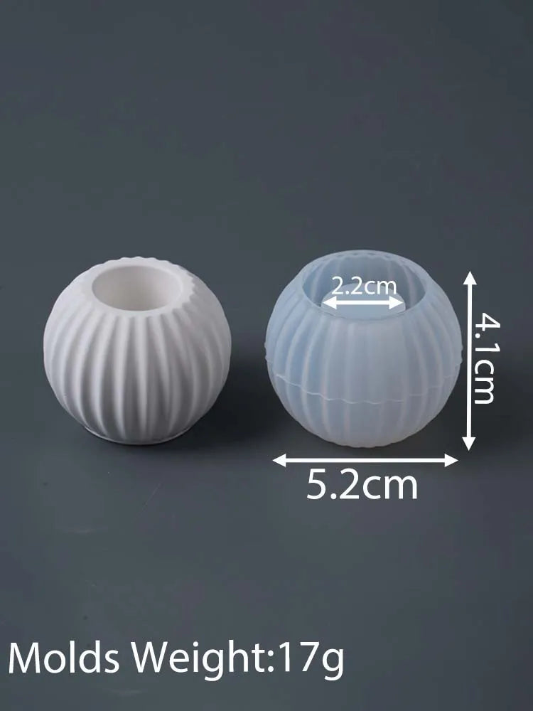 S/M/L Stripe Candle Cup Silicone Mold DIY Handmade Round Flowerpot Plaster Resin Candlestick Craft Casting Molds Home Decor