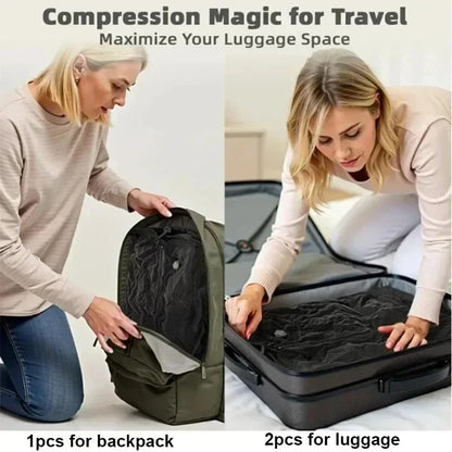 17L Vacuum Compression Bag with Air Pump Reusable Travel Clothing Storage Bag Compression Luggage Bag
