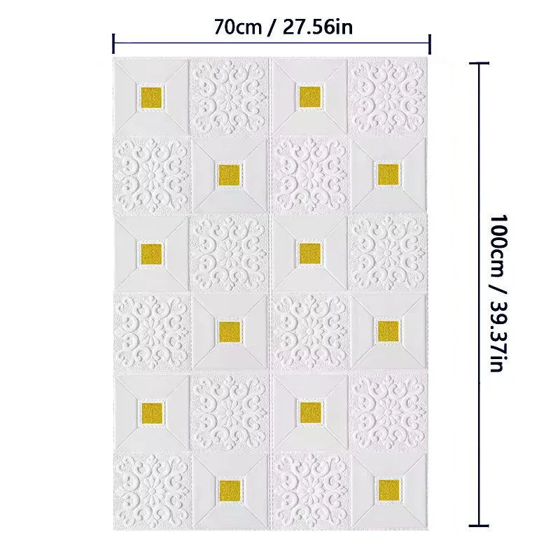70cm*1M 3D Brick Pattern Wall Panels Wallpaper DIY Waterproof for Living Room Bedroom Kitchen Background Wall Decoration