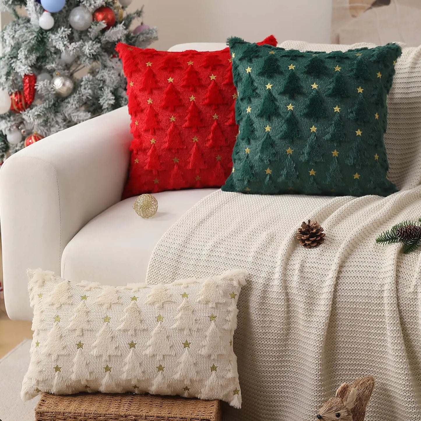 1pc Spring Decorative Throw Cushion - Knitted Spring Tree for Living Room Sofa Cushion Cover