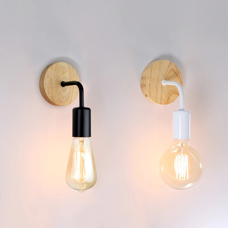 Vintage Wood Wall Lamp Sconce Wall Lights Fixture E27 110V 220V Bedside Retro Lamp Industrial Decor Dining Room Bedroom Light