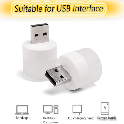 1/3/5/10Pcs USB Night Light Warm White LED Plug-In Light Bulb Portable Home Environment Light Energy-Saving Reading Night Light