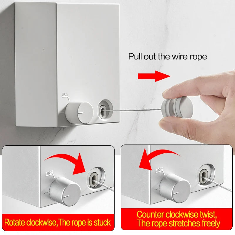 Stainless Seel Retractable Clothesline Pull-Out Clothes-Drying Machine Rope Space-Saving Clothes Drying Rack For Household