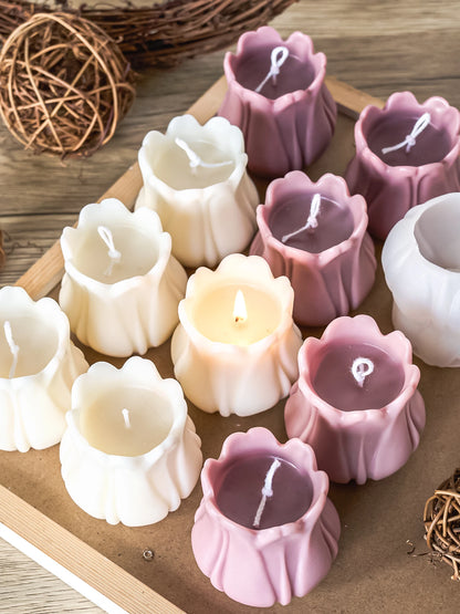 3D Tulip Flower Candle Mold Aromatherapy Candle Making DIY Handmade Soap Candlestick Resin Silicone Molds Home Decor Wedding Gif