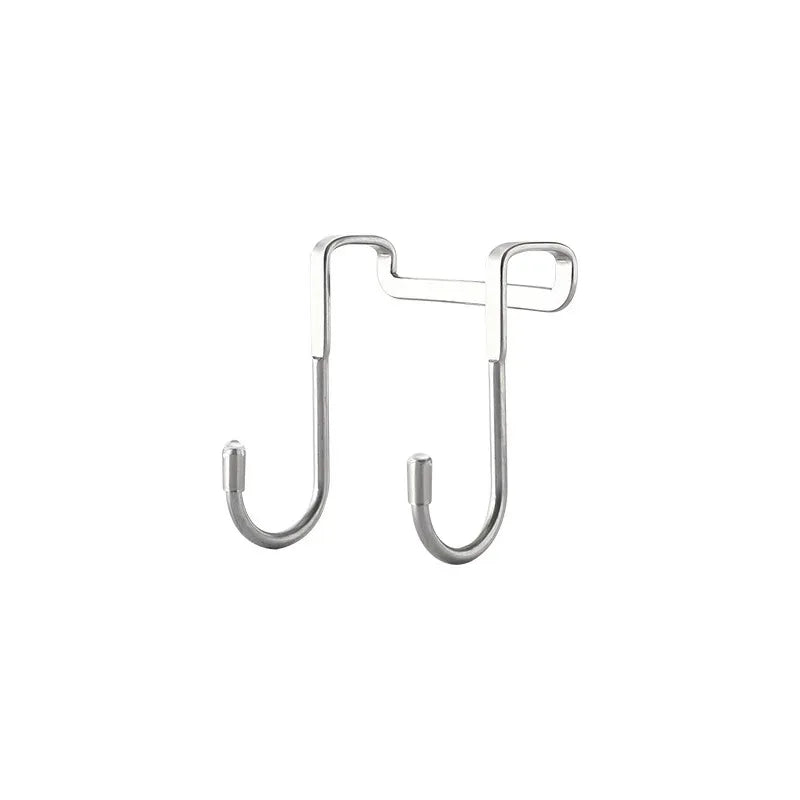 Stainless Steel Double S Hook Free Punch Wall Hanging Bathroom Kitchen Door S Hook Towel Storage Rack