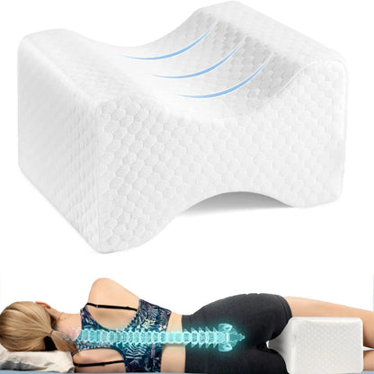 Leg pillow,side pillow,Memory foam knee pillow with side sleeping belt,Leg knee pillow with removable and washable cover
