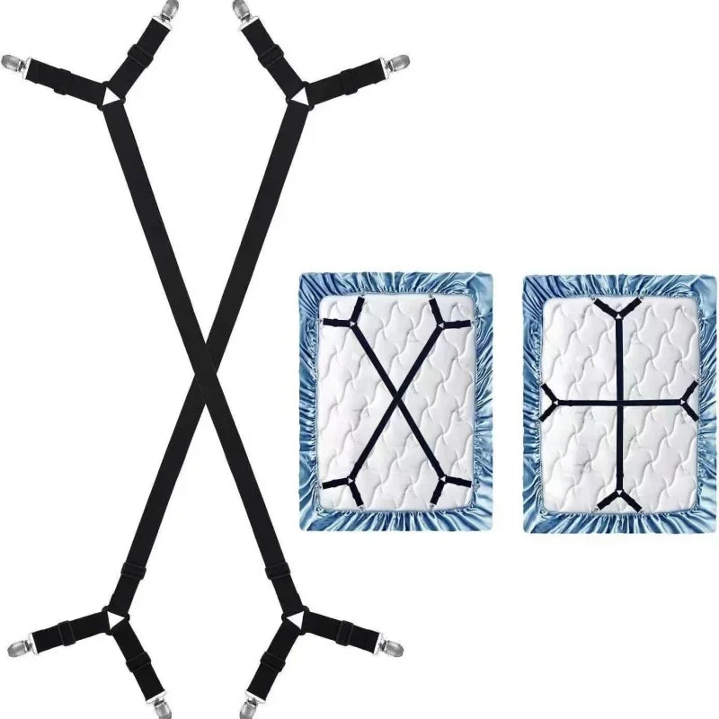 Universal Bed Sheet Fixed Holder High Elastic Adjustable Crisscross Fastener Straps Kits Non-Slip Sofa Cover Clips