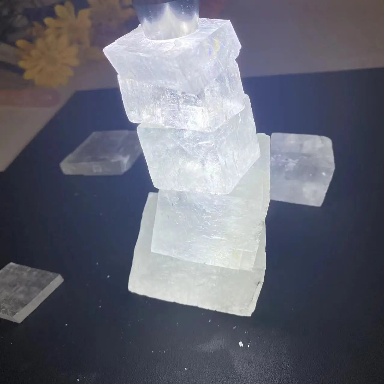 Natural Transparent Raw White Optical Calcite Iceland Spar Mineral Specimen Healing Stones Quartz Home Decor