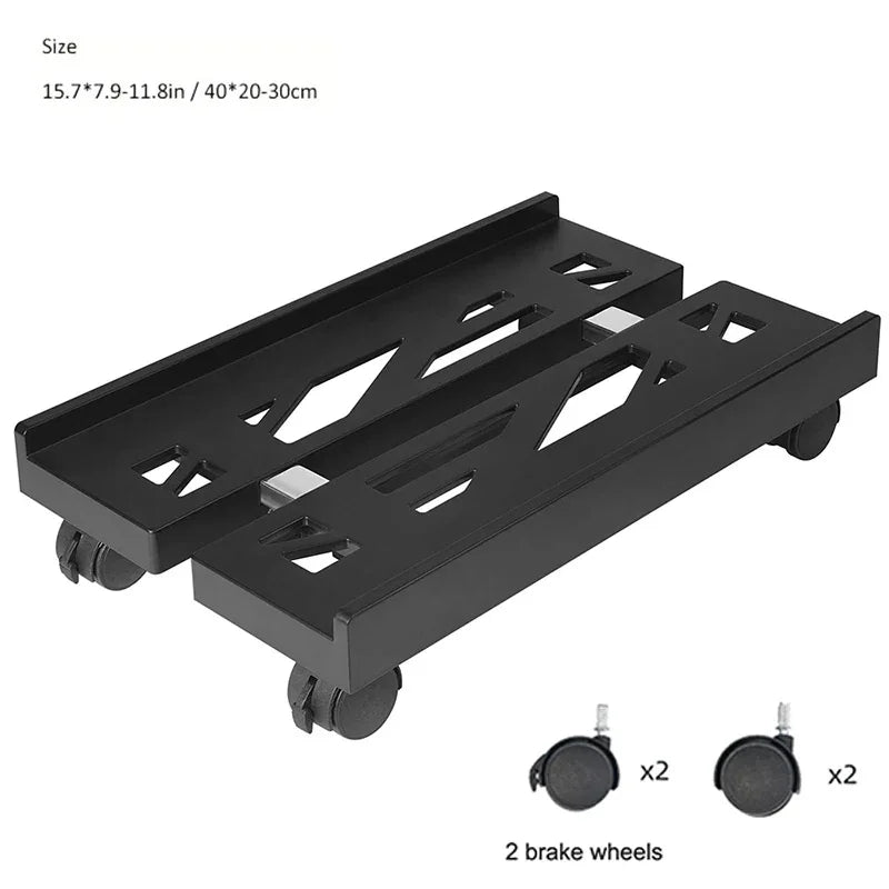 Mobile PC Tower Stand Adjustable Shelf Computer CPU Holder Telescopic Desktop Stand Computer Bracket Cart With Rolling Caster