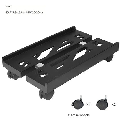Mobile PC Tower Stand Adjustable Shelf Computer CPU Holder Telescopic Desktop Stand Computer Bracket Cart With Rolling Caster