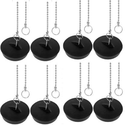 8/2pc Sink Plug Universal Rubber Drain Stopper With Round Beaded Chain Bath Sink Drain Stopper Plug For Kitchen And Bathroom Fit