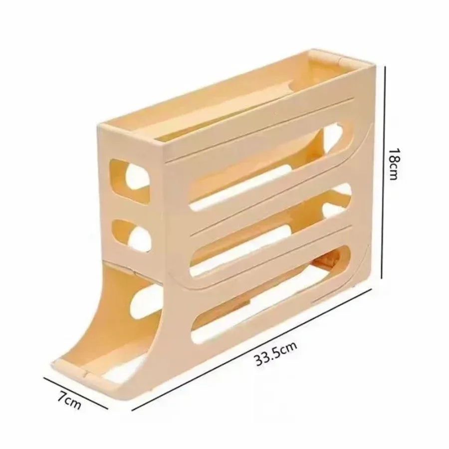 Refrigerator Egg Storage Box 4 Layers Automatic Rolling Egg Holder Kitchen Refrigerator Egg Dispenser Fridge Organizer