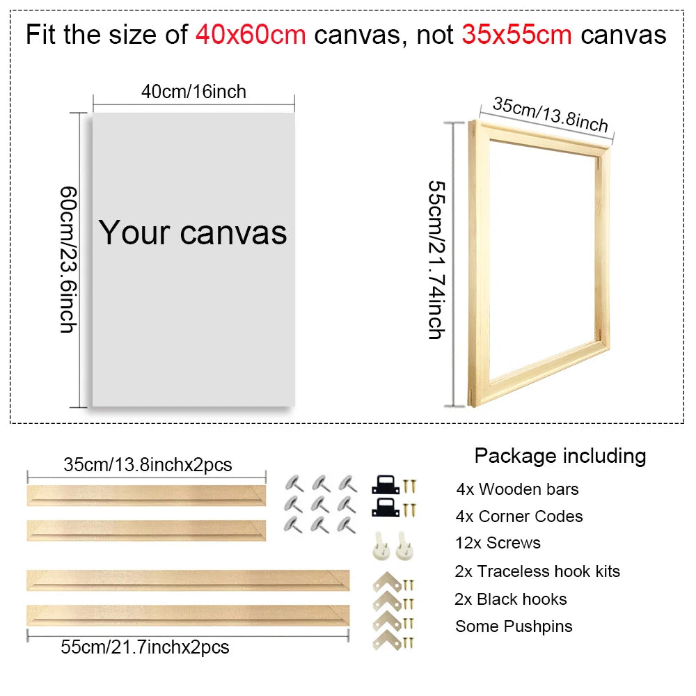 35x45 40x50cm Natural Wooden Picture Frame For Wall Canvas Frame Diamond Painting Frame Picture Poster Wall Frame Home Decor