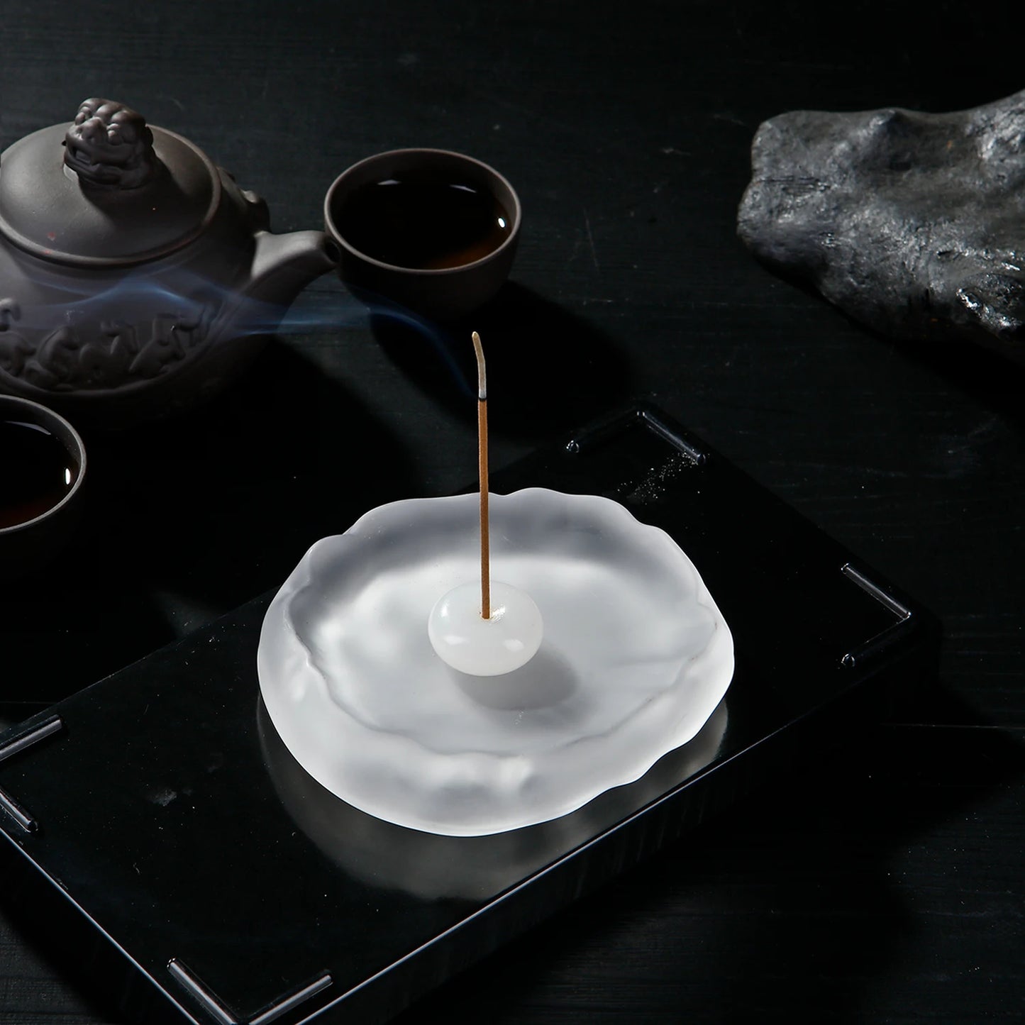 Mini Jade Incense Burner Incense Holder with Glass Incense Plate Ash Catcher Buddhism Supplies Home Decor