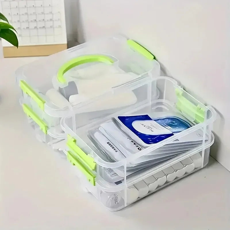 4-Layer Transparent Plastic Storage Box, Stackable Divided Compartments Organizer for Building Blocks, Portable Drawer Container