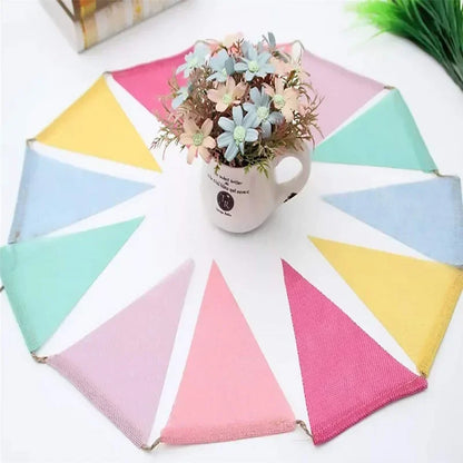 Colourful Jute Linen Pennant Flags Festival Bunting Banners Party Hanging Wedding Hanging Banner Party Garland for Home Decor