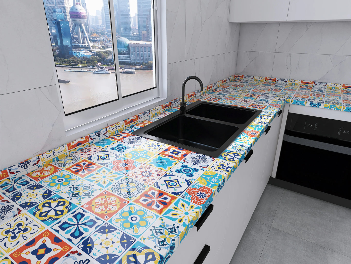 40cm European style waterproof and oil resistant self-adhesive PVC kitchen wall sticker bathroom wallpaper cabinet wallpaper